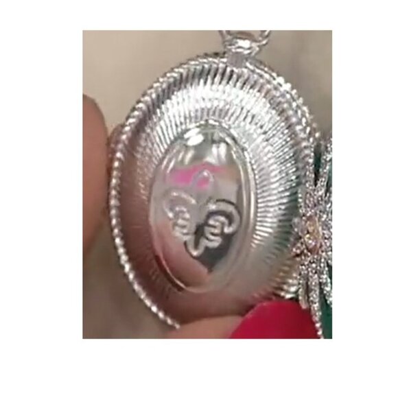 Judith Ripka Sterling Necklace Purple Guilloche Enamel Star Locket 36" Chain - Picture 3 of 5